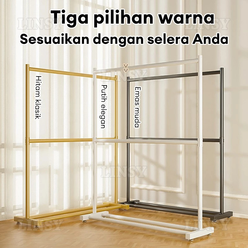 Promo  Rak Baju Gantung Berdiri 2 Susun Rak Gantungan Baju Besi Rak Baju Gawang Estetik Stand