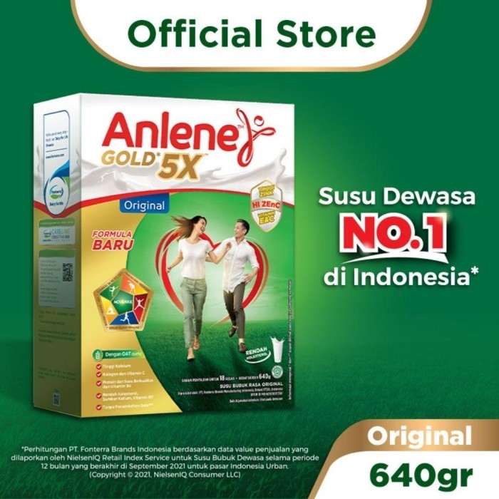 

TERLARIS ANLENE GOLD 5X SUSU BUBUK DEWASA ORIGINAL 620G - NUTRISI TINGGI KALSIUM UNTUK TULANG,