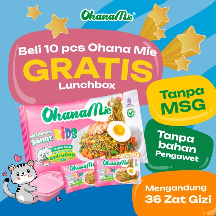 

TERLARIS 10 PCS GRATIS LUNCH BOX MIE GORENG INSTAN ANAK SEHAT TANPA PENGAWET DAN MSG OHANA MIE