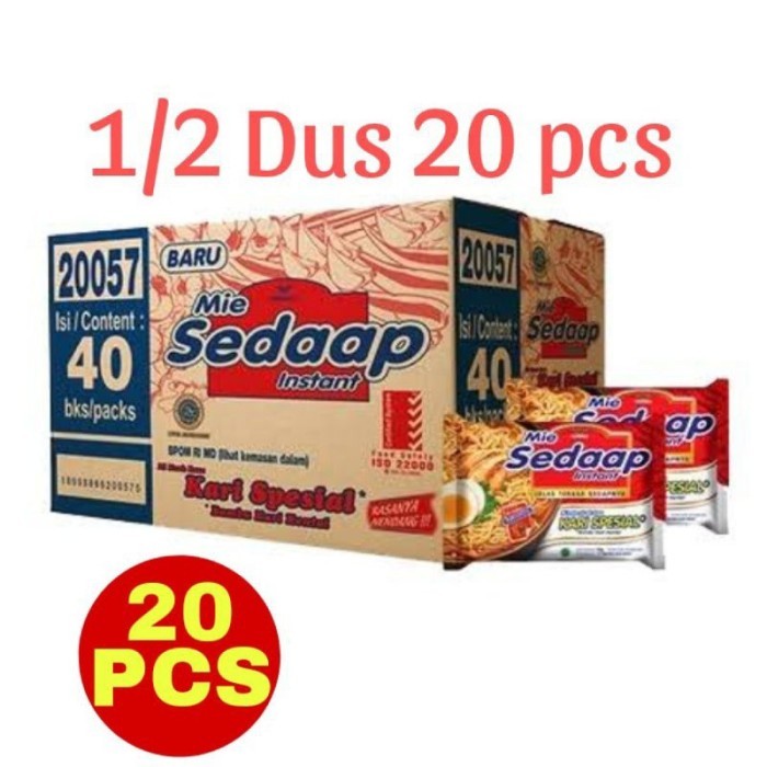 

TERLARIS MIE SEDAP KUAH KARI SPESIAL 75 GR 1/2 DUS ISI 20 PCS MURAH!!! MURAH
