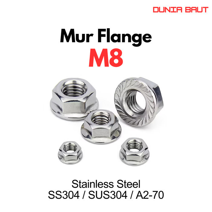 Mur Flange M8 / Flange Nut M8 Stainless SS304
