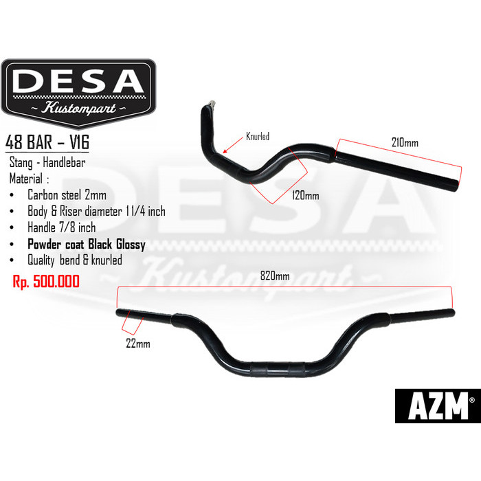 STANG CUSTOM STANG MOTOR STANG SM V16 SM V 16 STANG V16 48 BAR HITAM ASLI