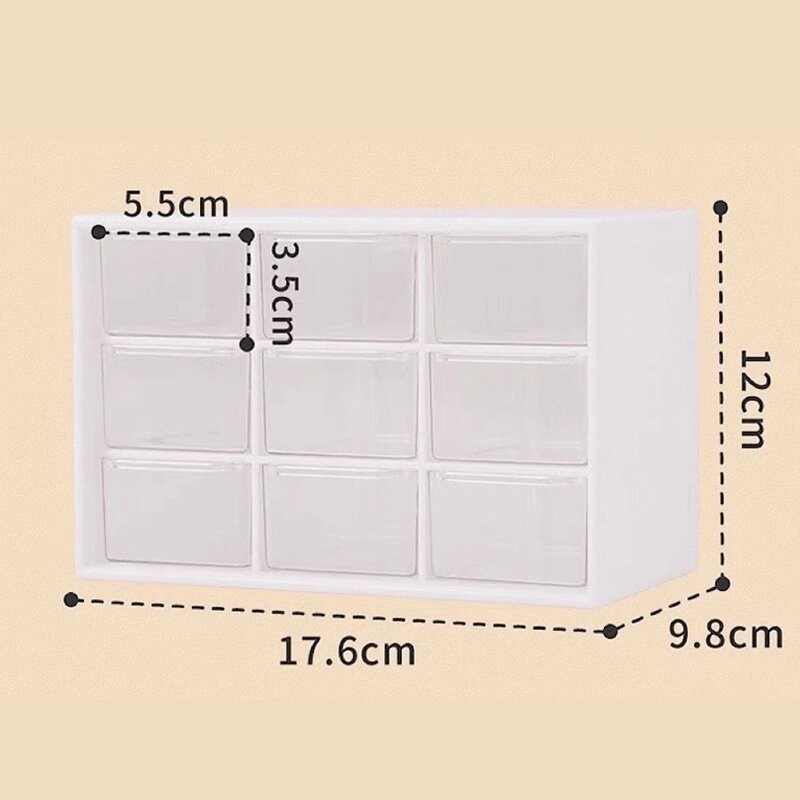 Tahan Lama Kotak Penyimpanan Lem Krim/Kotak Laci Desktop / Penyimpanan Tipe Laci/9 Slot Kotak