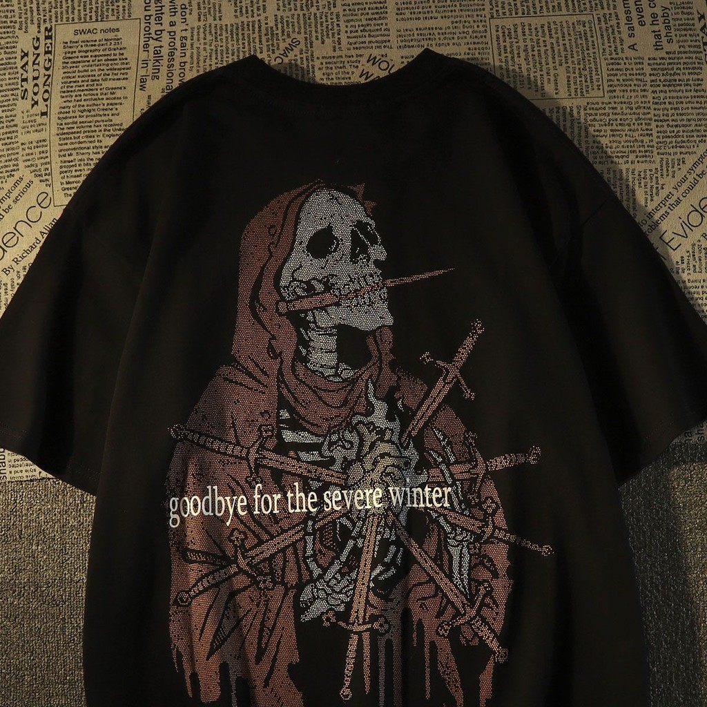Tengkorak Hip-Hop Fashion Pria T Baju Kaos