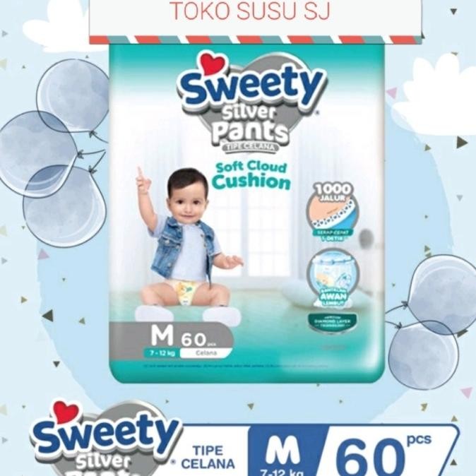 || PROMO POPOK BAYI / PAMPERS ~`~ sweety silver pants m60 ||~~~