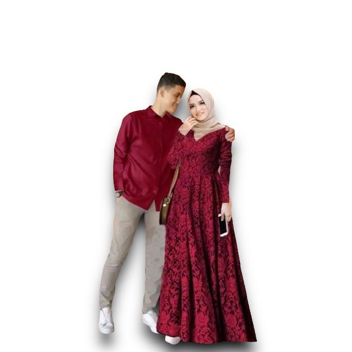 Gamis Couple Ghamis Pakaian Keluarga Bju Brukat Capel Simple Kondangan Maxidress Dres Longdress Suam