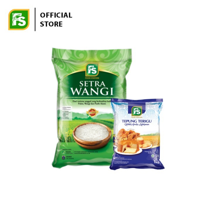 

TERLARIS BUNDLING FOOD STATION - BERAS SETRA WANGI BERAS 5 KG + TEPUNG TERIGU FS 1 KG MURAH!!! MURAH