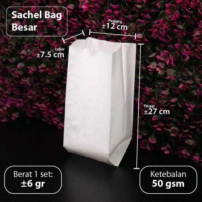 

Paket 100 Pcs - Sachel Bag Putih Besar - Paper - Kentang - Roti Original