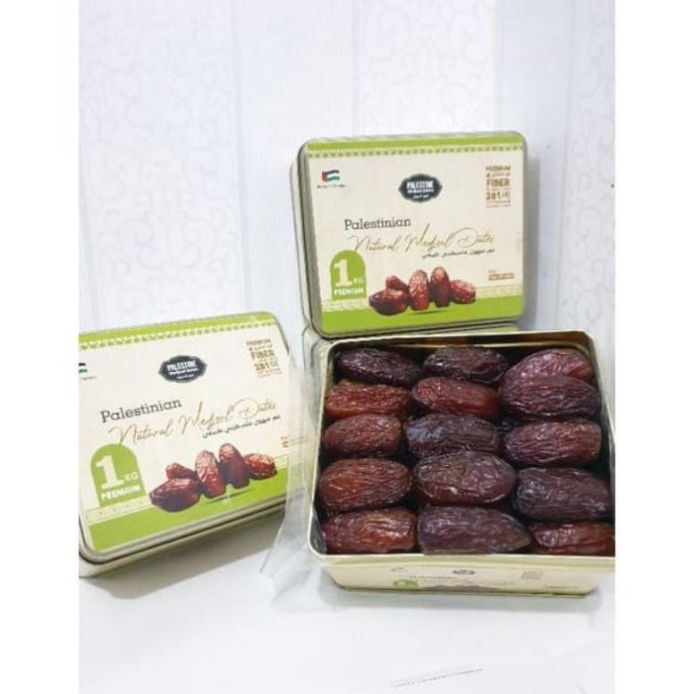 

risto- kurma medjool palestina jumbo grade a 1kg / palestine dates//kemasan kaleng preum