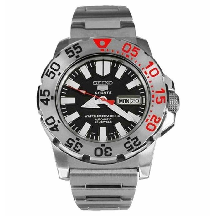Grosir Seiko 5 Man Snzf47K1 Mini Monster 100M Silver Black Red