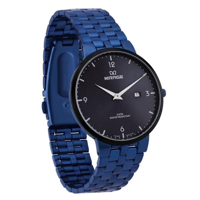 Promo Mirage Watch Jam Tangan Pria Biru Stainless Kasual 8696 M Analog Original Anti Karat Garansi 1
