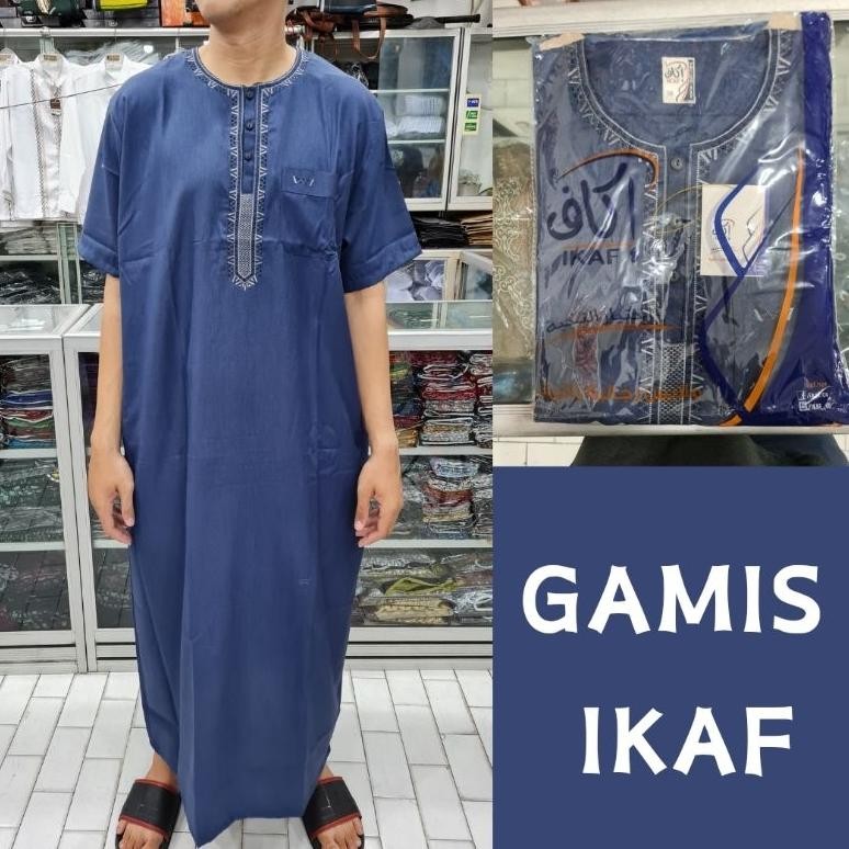 geo Gas Ikaf Jubah Ikaf dewasa lengan pendek katun