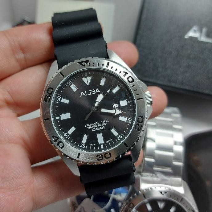 Murah Jam Tangan Pria Alba Ah9021X1 Rubber Dan Stenless Original