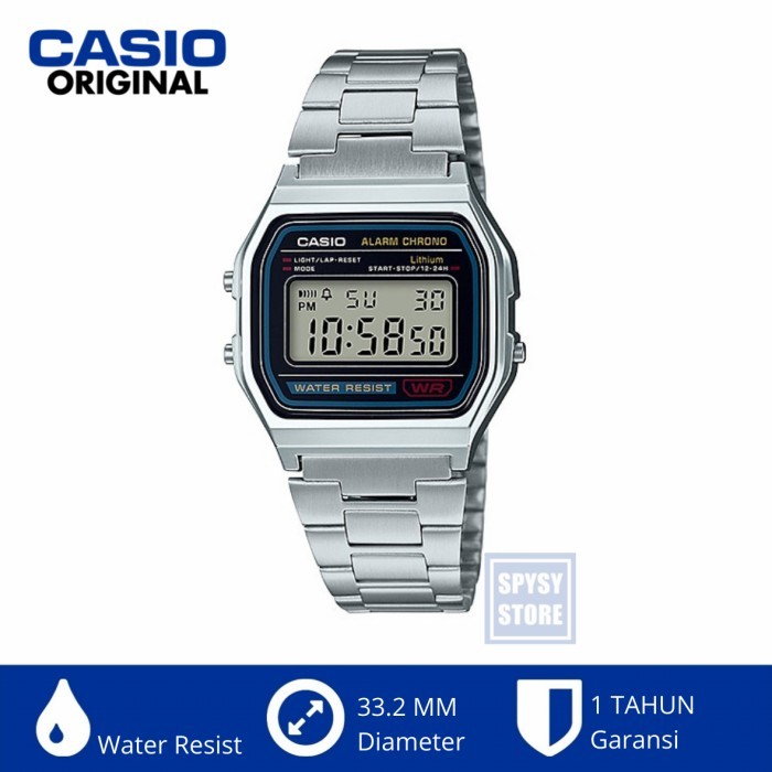 Casio Original A158Wa-1Df A158W A158 Retro Classic Jam Tangan Digital