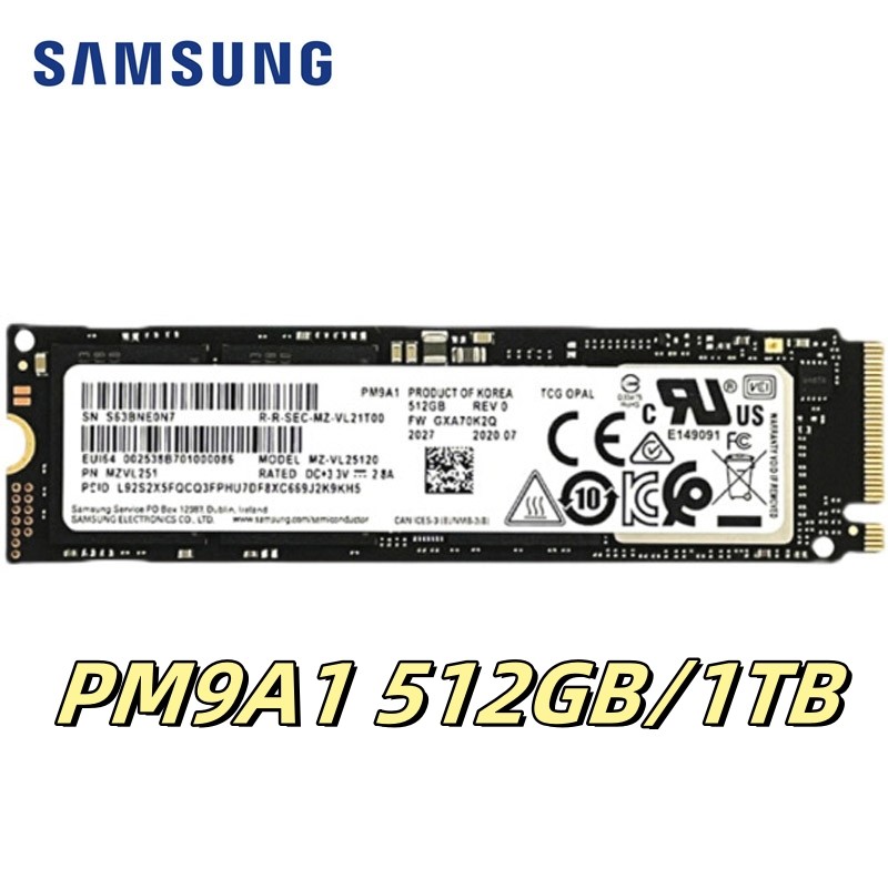 YUHSIU OEM SAMSUNG PM9A1 SSD PCIe Gen 4.0x4 NVMe Solid State Drive 512GB 1024GB M.2 2280 Internal SS
