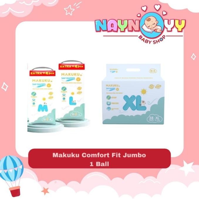 || PROMO POPOK BAYI / PAMPERS ~`~ MAKUKU COMFORT FIT JUMBO M42/ L40+4/ XL38 ||~~~