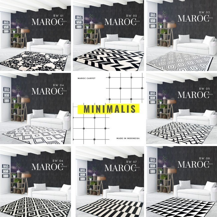 Karpet Lantai 160X210 Maroc Monokrom, Karpet Permadani Bulu Tebal