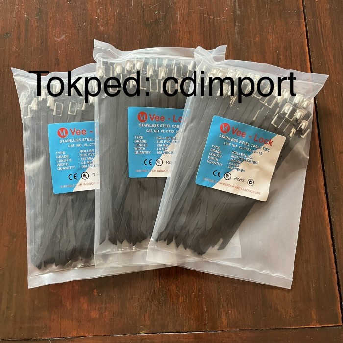 

Kabel Cable Ties Stainless PVC Coated Vee-Lock 4.6 x 150 mm - 100pcs