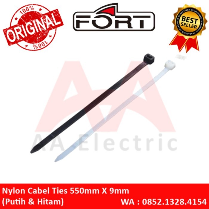 

Nylon Cabel Ties Merk Fort (Putih & Hitam) 550mm x 9mm Fort