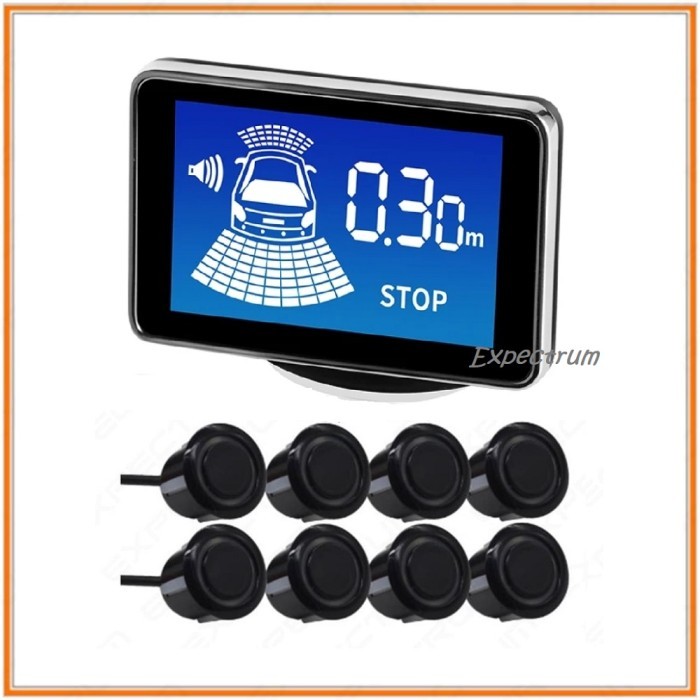 SENSOR PARKIR MOBIL DEPAN BELAKANG 8 SENSOR + LED DISPLAY METER