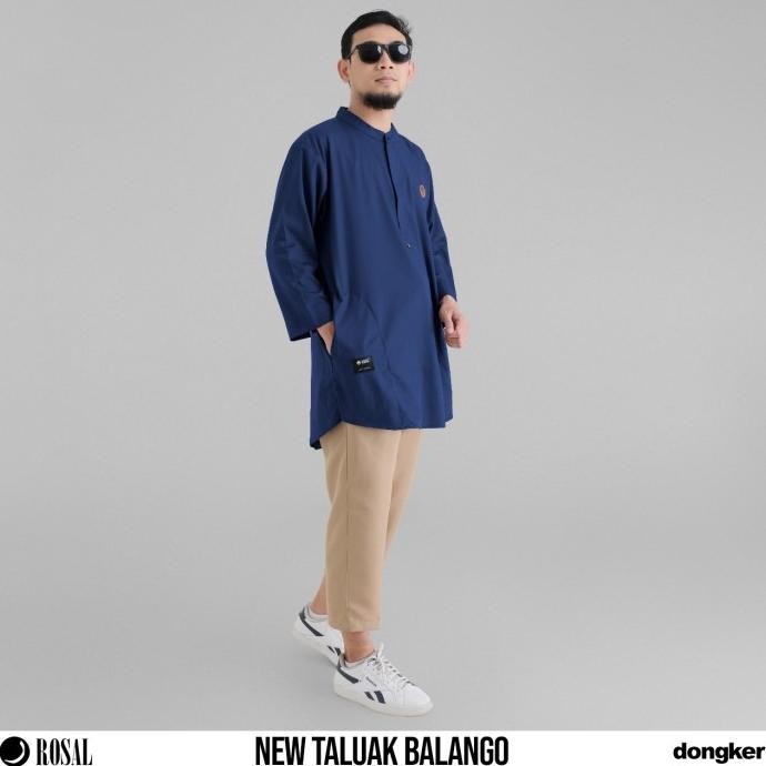 Ntb Facelift Rosal Biru Dongker - Baju Kemeja Pria Dewasa Lengan Panjang 7/8 Kerah Koko Bahan Toyobo