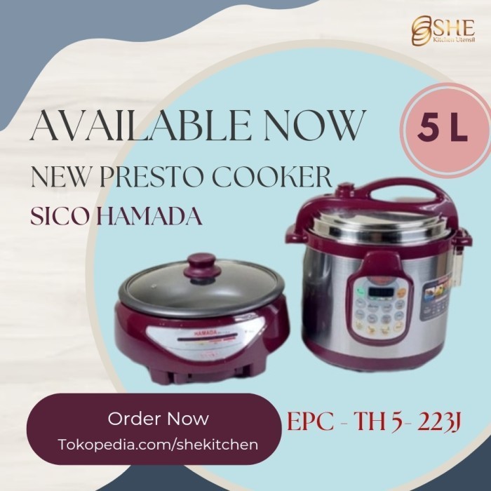 TERBARU Presto Cooker Hamada 5 L, presto listrik, pressure cooker THS 223J