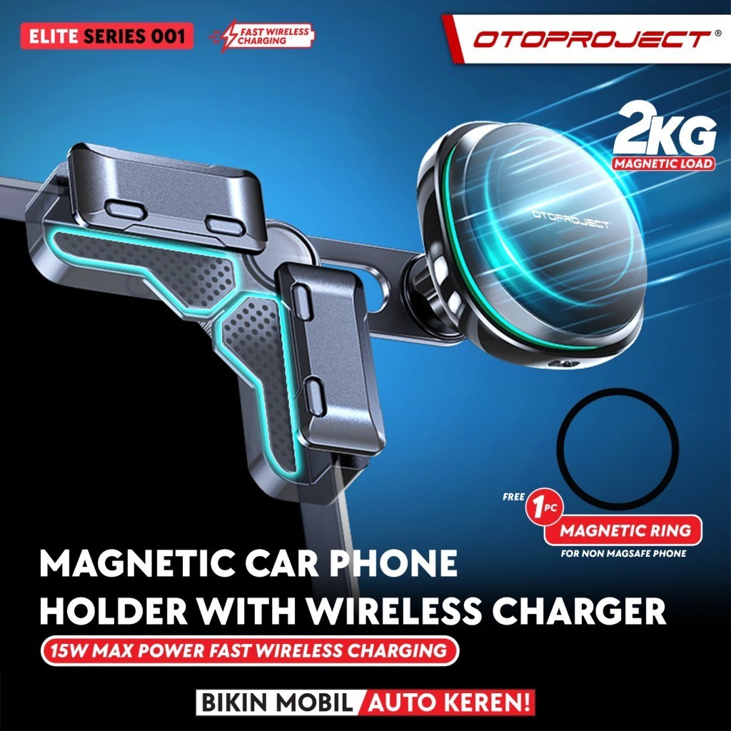 Otoproject - Magnetic Phone Holder With Wireless Charger Elite Series 001 | Holder HP Mobil  Dengan 