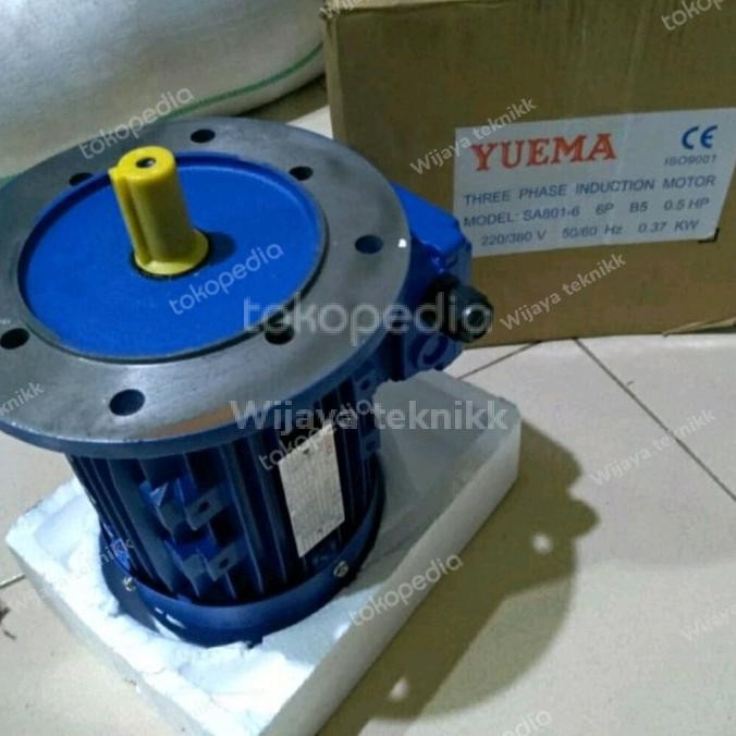 Ori - Dinamo electro motor yuema /adk/bologna 1/2 hp 0,37 kw 3 phase Flange Termurah