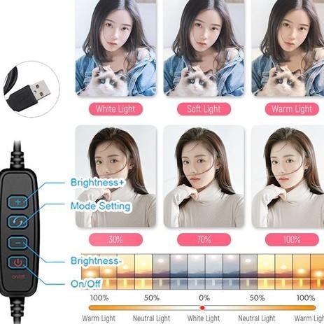 LAMPU RING LIGHT SET JUMBO LED 33CM + TRIPOD 210CM + PHONE HOLDER