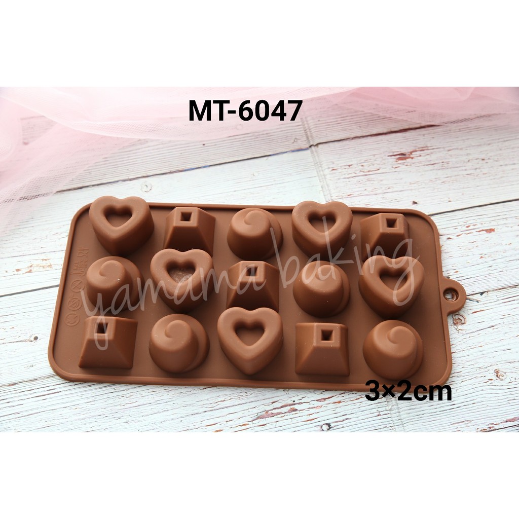 MT-6047 Cetakan silikon coklat puding hati love coklat bulat trapesium (Cetakan silikon)