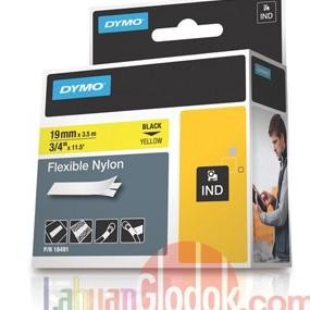 

Promo Dymo Rhino 18491 Black on Yellow Flexible Nylon Tape - 19mm COD