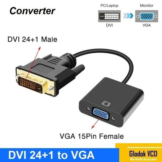 BARU KABEL CONVERTER DVI 24+1 TO VGA FEMALE ADAPTER ( ACTIVE )