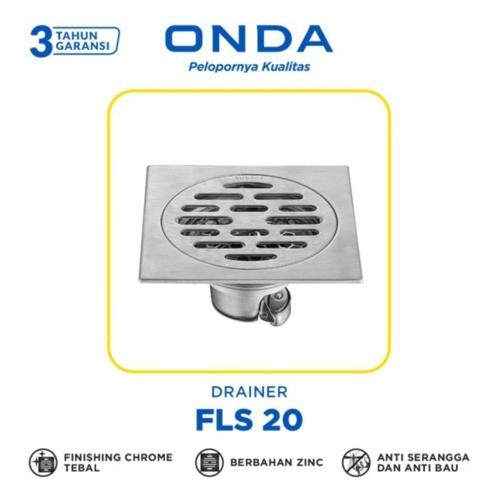 TERLARIS ONDA Saringan Got Floor Drain Kamar Mandi Stainless Steel FLS 20 FLS20
