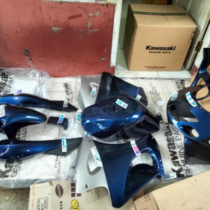 Promo BODY FULL SET FAIRING BARONG TANGKI NINJA RR OLD ZX CBU BIRU NAVY ORI COD