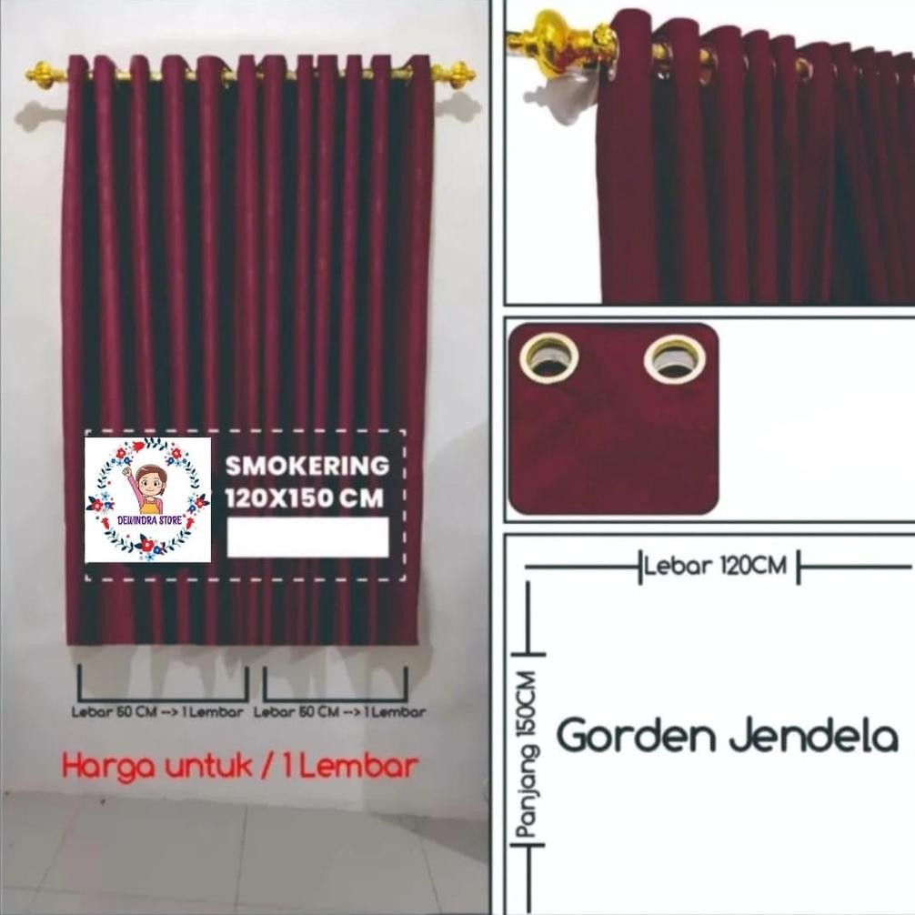 Ukd- Gorden Jendela Emboss Minimalis Smokring 12 Ring 120 X 150 Cm Gorden Jendela Pendek