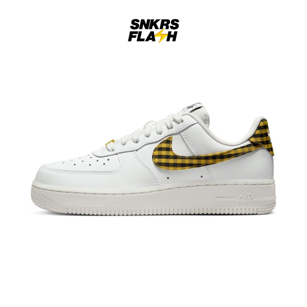 NIKE Air Force 1 Low Gingham Yellow Black Sepatu Sneakers Wanita - DZ2784102 - Size 38.5