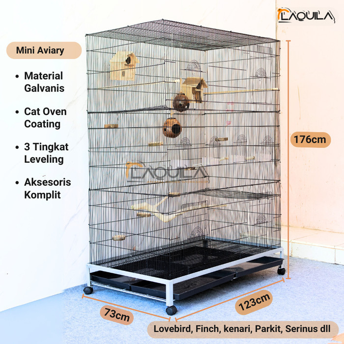 Kandang Galvanis Sangkar Burung Koloni Mini Aviary ready Full Aksesoris lovebird parkit murai jalak