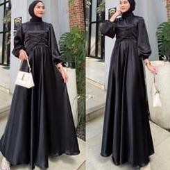 Berkah Sale Mila Dress Muslim Korea Satin - Gamis Kondangan - Gamis Bridesmaid - Gamis Muslim - Gaun