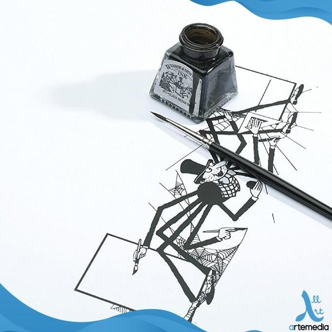 

HOT SALE! Tinta Kaligrafi Winsor & Newton Black Indian Drawing Ink Pigment Color