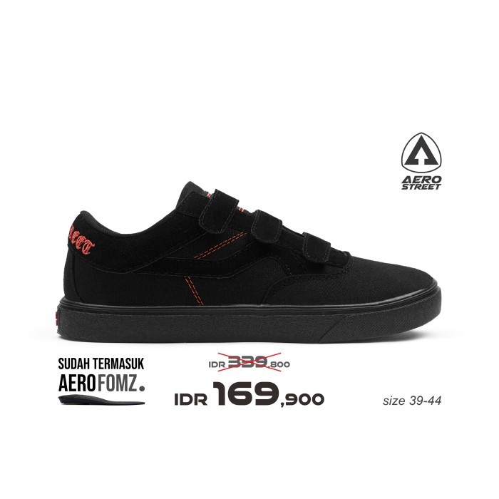 Aerostreet 39-44 Massive Low Costa Hitam Hitam Oranye - Sepatu