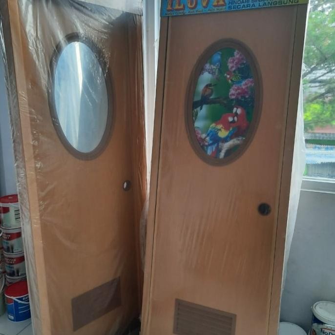 Pintu Kamar Mandi Kaca Bulat Plastik Pvc Bahan Tebal Iluva Lengkap Dengan Kusen/ Pintu Toilet Wc Upv