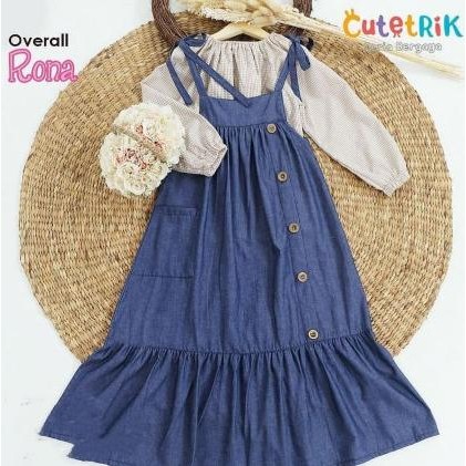 Gamis Anak Remaja Tanggung Perempuan 7-12 Thn Overall Kotak-Kotak Novitaasni3