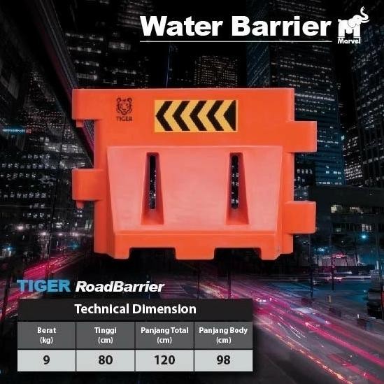 

Miliki Road Barrier Logo Nama Perusahaan Pada Water Barrier Tiger Pembatas Jalan Road Barrier