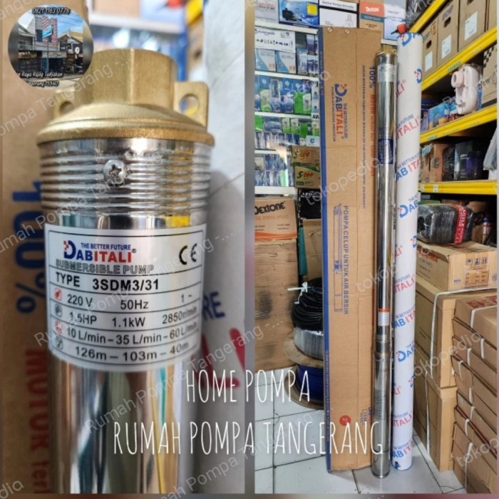 POMPA SATELIT 3" SUBMERSIBEL PUMP 3SDM3-31 DABITALY 1.5HP UNIT ONLY KODE 335