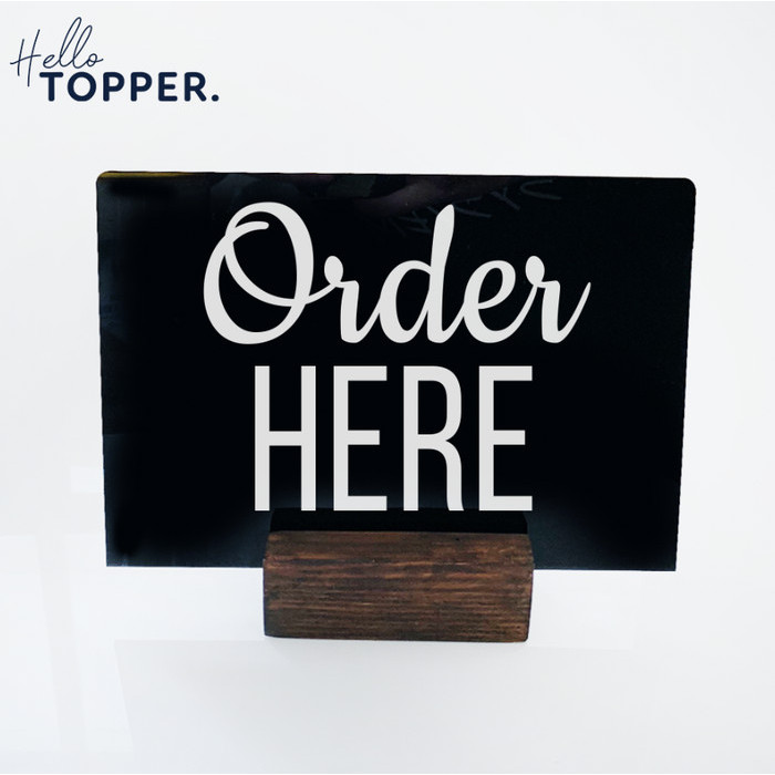 TERBARU! Order Here Sign Standing Kayu Sign Meja Order Here