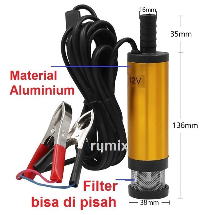 Pompa Air Celup Mini Kecil Portable 12V Diesel Pump Mini Air Minyak