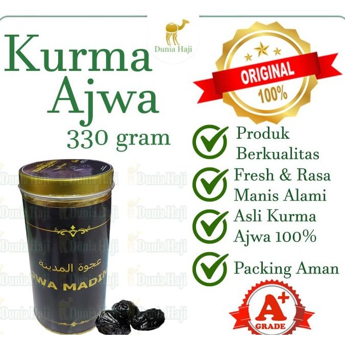 

Kurma Ajwa Aliyah Al Fatih KALENG Exclusive 330 GRAM Asli Madinah the best