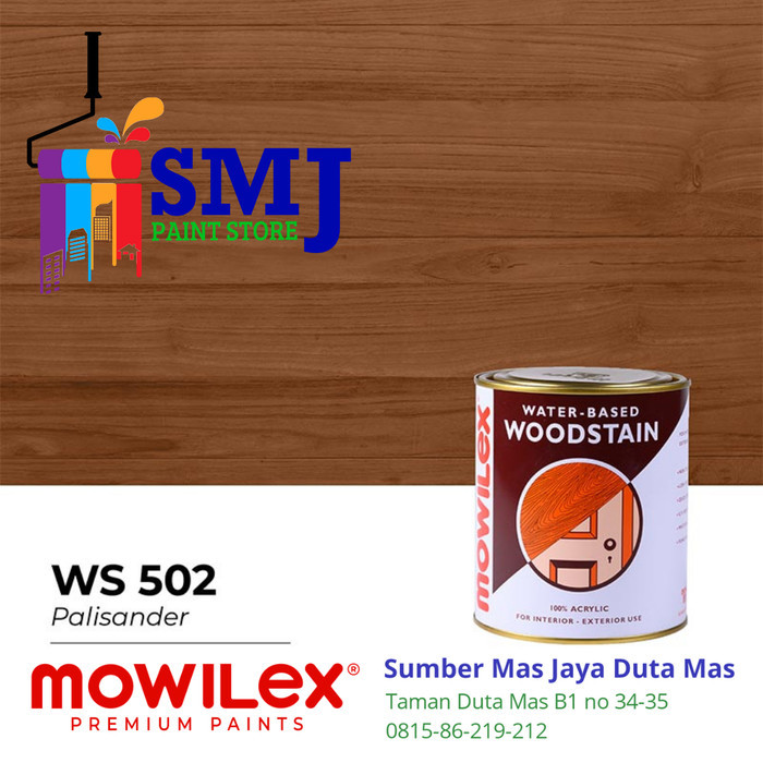 Cat Woodstain Kayu MOWILEX Water Based 502 Warna Palisander 1L
