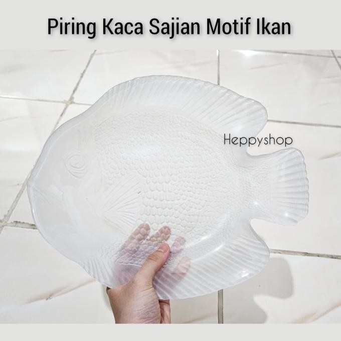 =====] Piring Kaca Sajian Motif Ikan