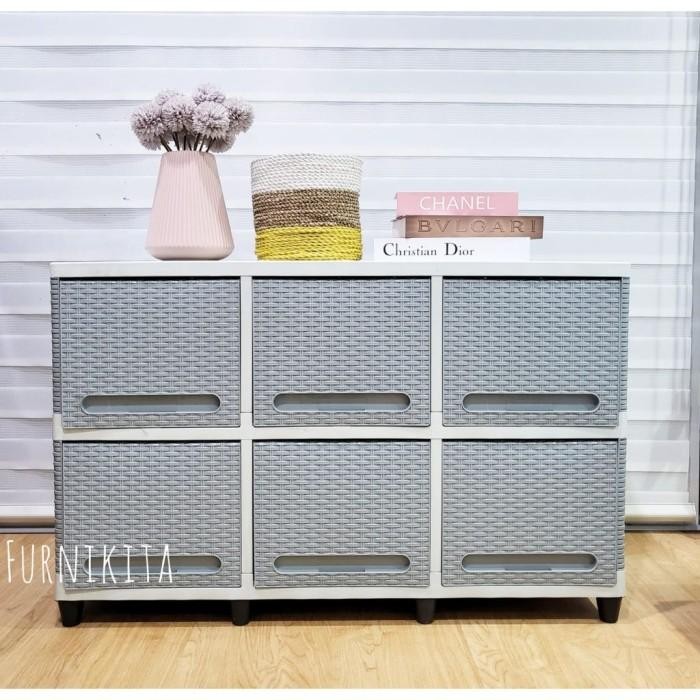 LEMARI PLASTIK CLUB FLIP SUSUN 2 TRIPLE CREAM LEMARI CLUB 6 KOTAK